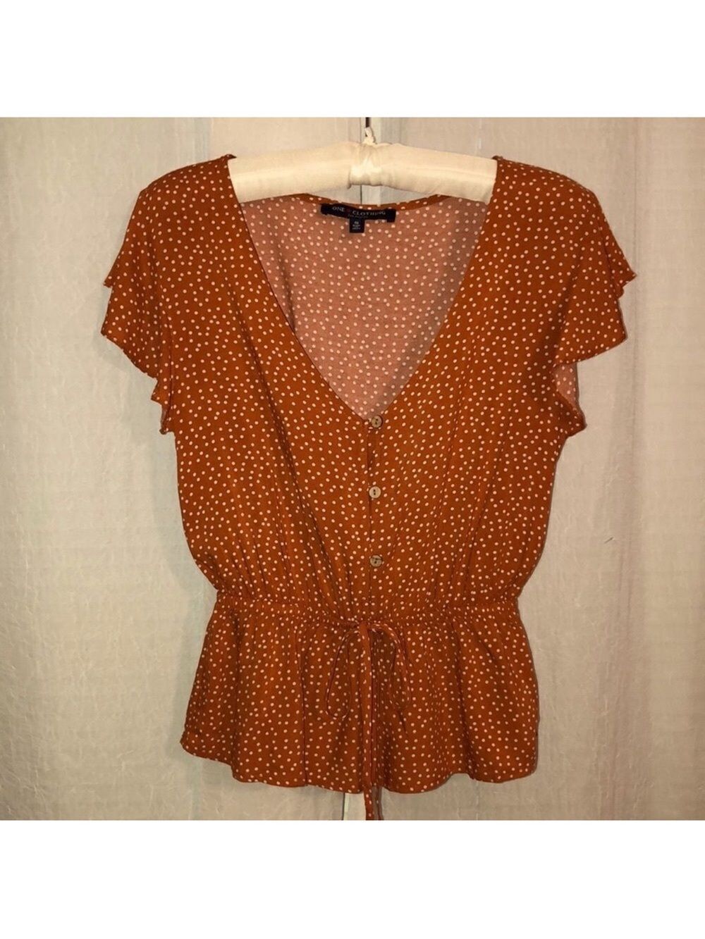 One Clothing S Nordstrom Peplum V Neck Button up Short Flutter Sleeve Blouse